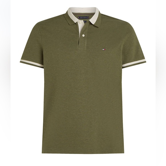 Tommy Hilfiger Contrast Collar Block Regular Polo Shirt Medium Green NWT - Picture 1 of 8